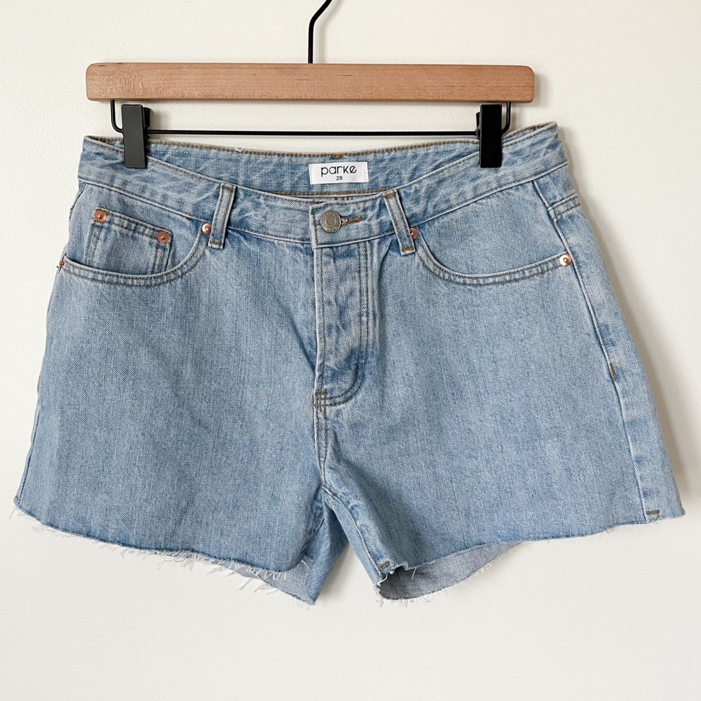 NEW Parke Cut Off Denim Shorts Womens 28 Light - Medium Wash